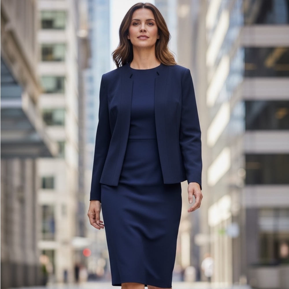 Nine West Women's Dark Blue Jacket size 14 long sleeves